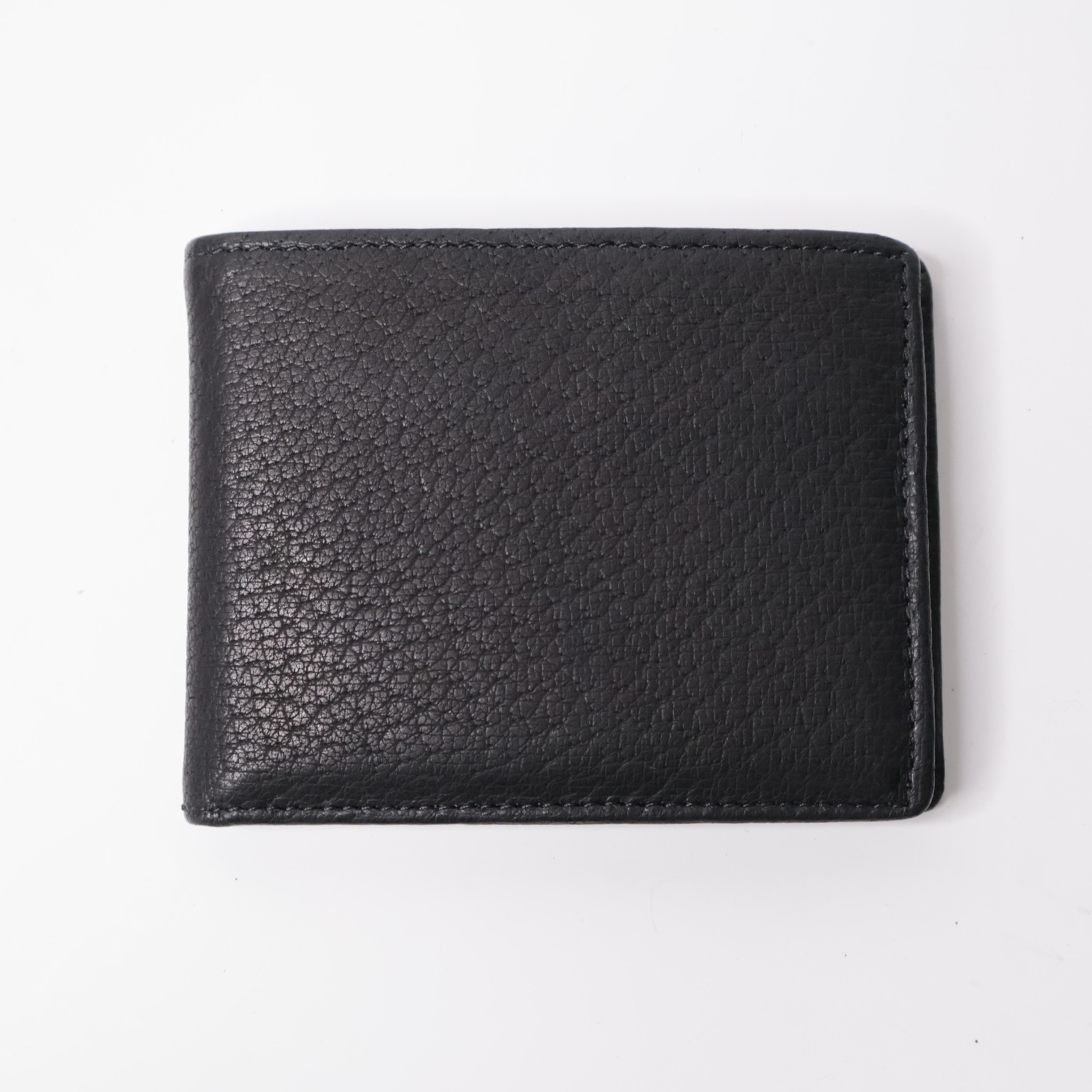 John Weitz Mens Black Pebbled Genuine Leather Bifold Wallet Id Window Vtg Nos